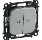  - Legrand Valena ALLURE DIY Алюминий переключатель 2-клавишный с подсветкой 10А 250В (752909)