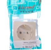  - Розетка 1-м СП Vesna с заземл. ПБТ механизм крем. LEZARD 742-0388-122B