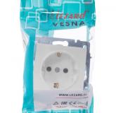  - Розетка 1-м СП Vesna с заземл. защ. шторки ПБТ механизм бел. LEZARD 742-0288-124B
