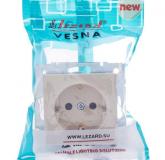  - Розетка 1-м СП Vesna с заземл. защ. шторки ПБТ механизм крем. LEZARD 742-0388-124B