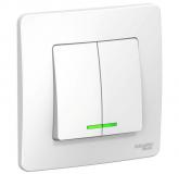  - Выключатель 2-кл. СП Blanca 10А IP20 (сх. 5) 250В с подсветкой бел. SE BLNVS010511