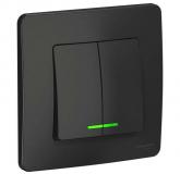  - Выключатель 2-кл. СП Blanca 10А IP20 (сх. 5) 250В с подсветкой антрацит SE BLNVS010516
