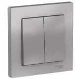  - Выключатель 2-кл. СП AtlasDesign 10А IP20 (сх. 5) 10AX в сборе алюм. SE ATN000352