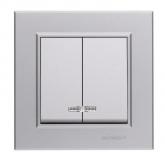  - Выключатель 2-кл. СП Karea 10А IP20 сереб. Makel 56065003