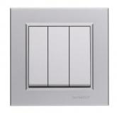  - Выключатель 3-кл. СП Karea 10А IP20 сереб. Makel 56065091