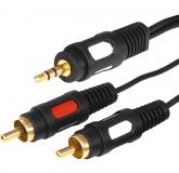  - Шнур Стерео 3,5мм - 2 RCA, 3м, Gold REXANT (17-4234)